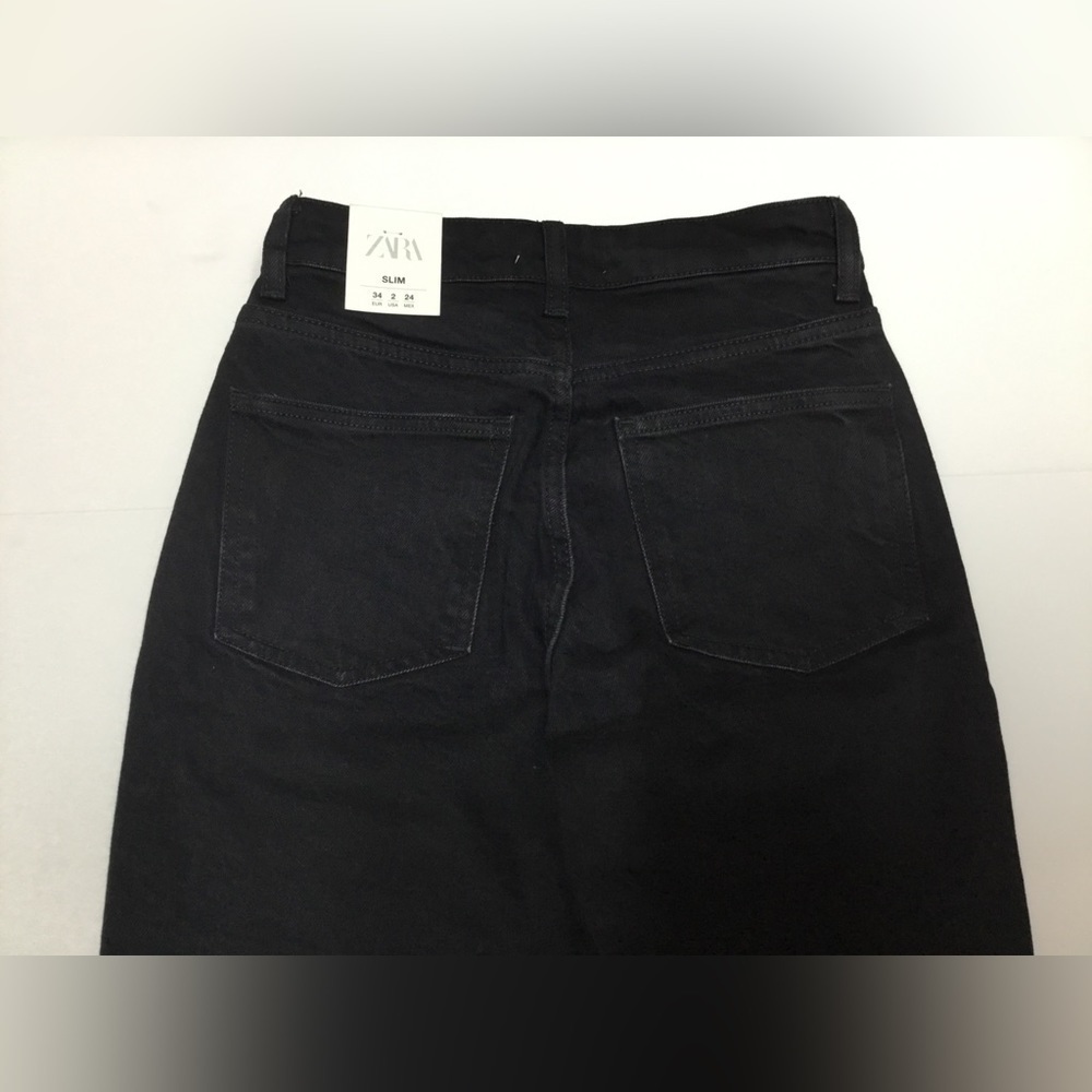 NWT ZARA High Rise Ankle Length Black Jeans. Size 2 - Picture 6 of 9